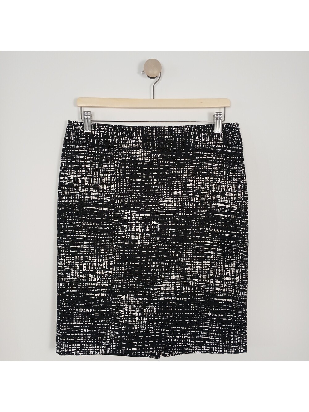 Calvin Klein Women's Size 6 Pencil Skirt Black White Stretch Cotton Career